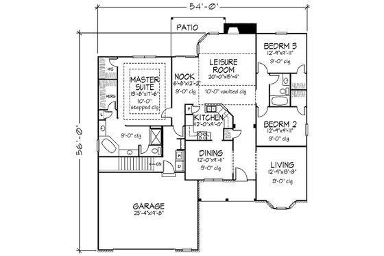 Floor Plan - Main Floor for Traditional House Plan #320-475 - 3 bed, 2 bath