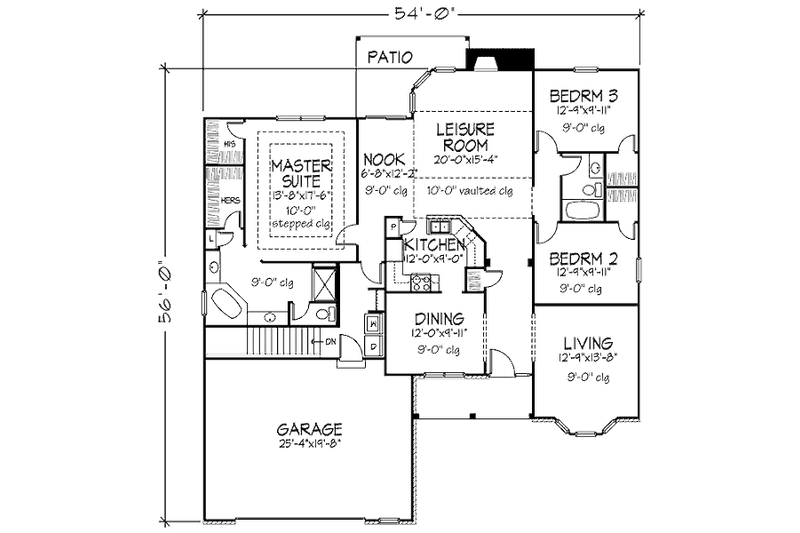 Home Plan - Floor Plan - Main Floor for Traditional House Plan #320-475 - 3 bed, 2 bath