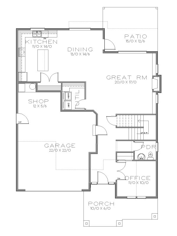 Craftsman Floor Plan - Main Floor Plan #423-74