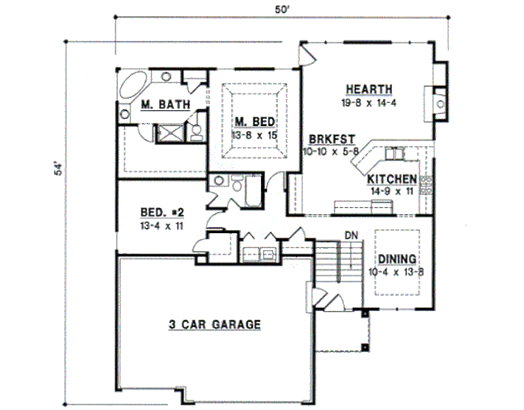 Traditional Style House Plan - 4 Beds 3 Baths 2287 Sq/Ft Plan #67-314 ...