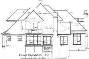 Exterior - Rear Elevation for European House Plan #41-166 - 4 bed, 2.5 bath