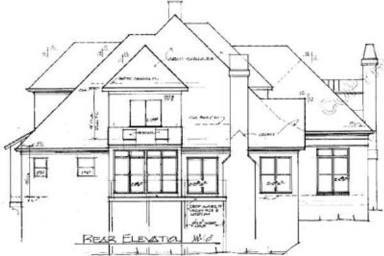 Exterior - Rear Elevation for European House Plan #41-166 - 4 bed, 2.5 bath