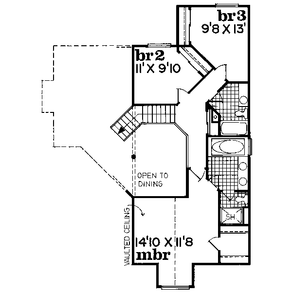 Floor Plan - Upper Floor for Traditional House Plan #47-611 - 3 bed, 2.5 bath