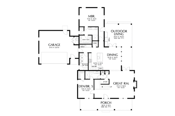Floor Plan - Main Floor for Farmhouse House Plan #48-1081 - 5 bed, 3 bath