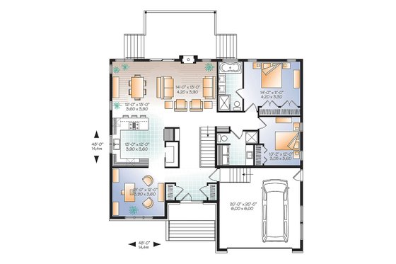Floor Plan - Main Floor for Ranch House Plan #23-2623 - 2 bed, 2 bath
