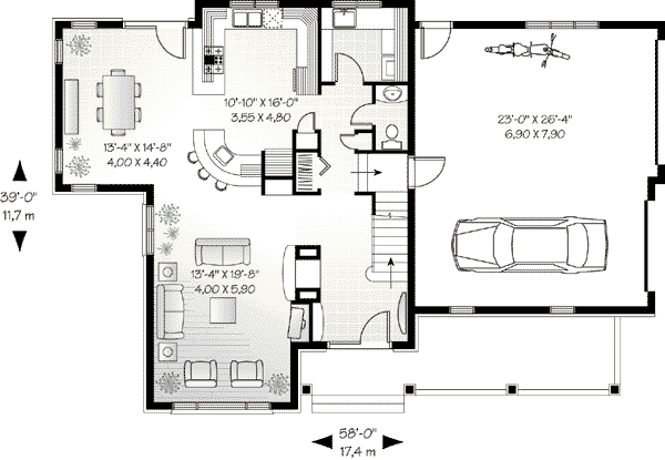 House Plan Design - European Floor Plan - Main Floor Plan #23-531