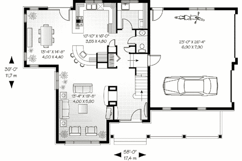 Architectural House Design - Floor Plan - Main Floor for European House Plan #23-531 - 3 bed, 2.5 bath