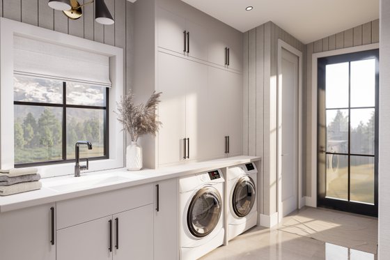 Interior - Laundry for Cabin House Plan #1114-6 - 3 bed, 2 bath