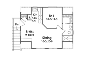 Floor Plan - Upper Floor for Craftsman House Plan #22-542 - 1 bed, 1 bath