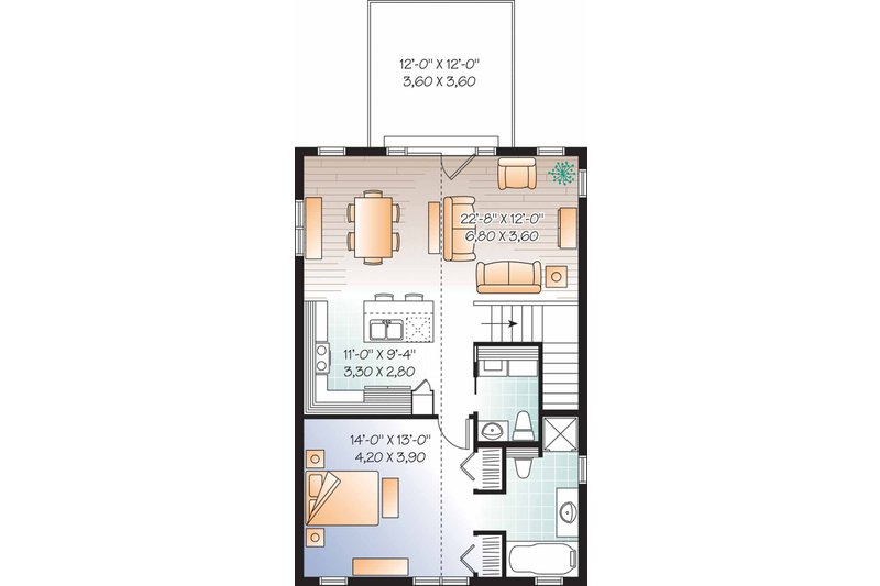 House Blueprint - Floor Plan - Main Floor for Country House Plan #23-2461 - 1 bed, 1.5 bath