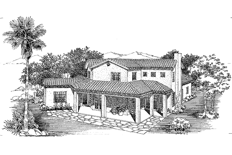Dream House Plan - Exterior - Rear Elevation for Mediterranean House Plan #72-1008 - 3 bed, 2.5 bath