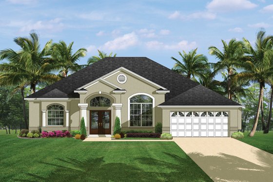 Exterior - Front Elevation 3 for Mediterranean House Plan #1058-39 - 3 bed, 2 bath