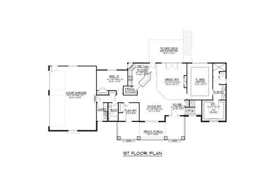 Floor Plan - Main Floor for Craftsman House Plan #1064-48 - 2 bed, 2 bath