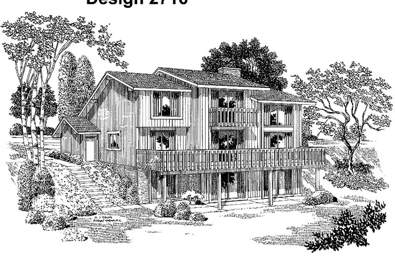 Home Plan - Exterior - Rear Elevation for Contemporary House Plan #72-702 - 3 bed, 3.5 bath