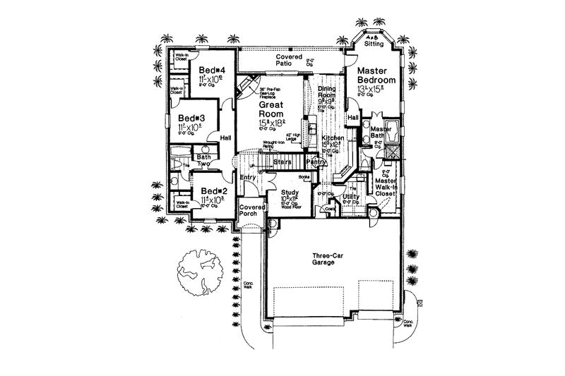 House Blueprint - Floor Plan - Main Floor for European House Plan #310-1240 - 4 bed, 2 bath