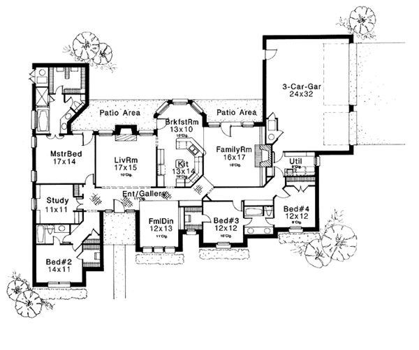 Architectural House Design - Ranch Floor Plan - Main Floor Plan #310-1017
