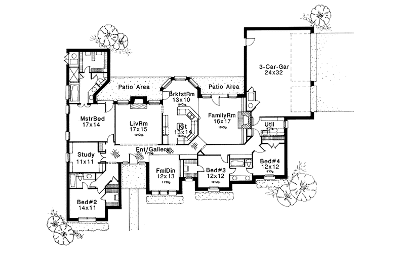 Dream House Plan - Floor Plan - Main Floor for Ranch House Plan #310-1017 - 4 bed, 3 bath