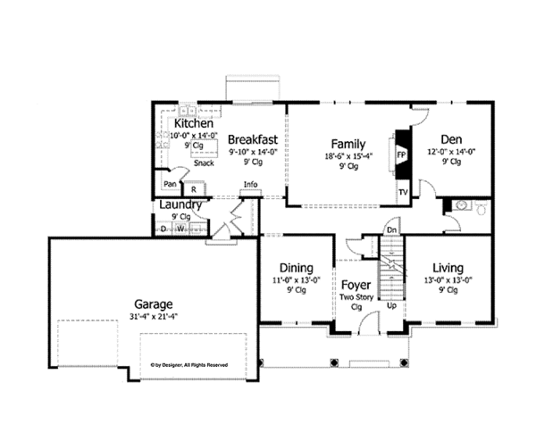 Dream House Plan - Traditional Floor Plan - Main Floor Plan #51-1028