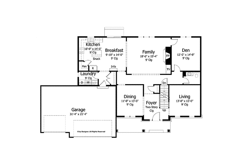 Home Plan - Floor Plan - Main Floor for Traditional House Plan #51-1028 - 4 bed, 2.5 bath