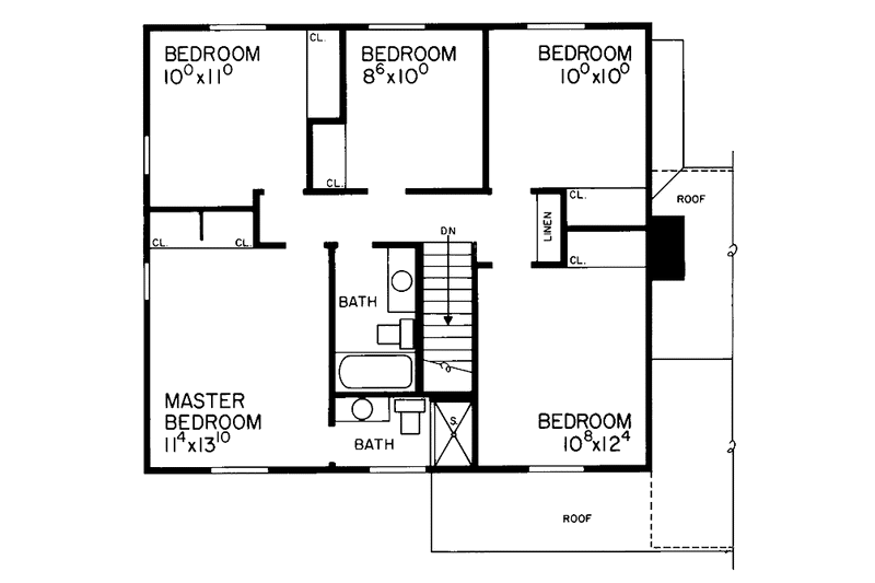 Home Plan - Floor Plan - Upper Floor for Country House Plan #72-503 - 5 bed, 2.5 bath