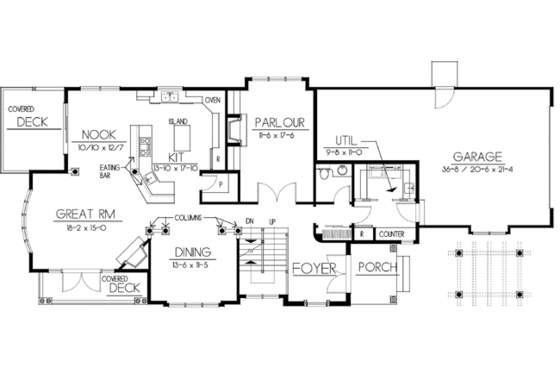 Floor Plan - Main Floor for Beach House Plan #103-206 - 4 bed, 4.5 bath