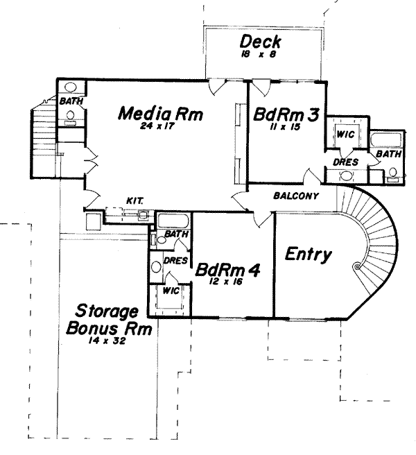 House Plan Design - European Floor Plan - Upper Floor Plan #52-125