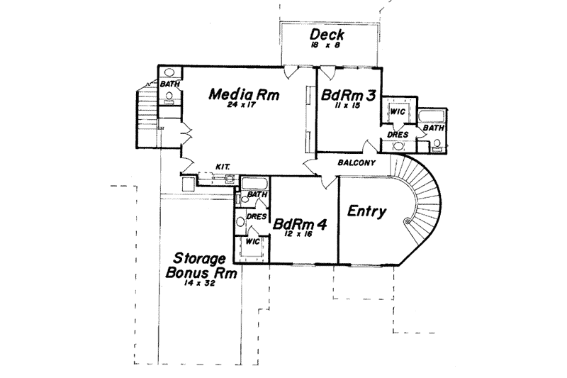 Home Plan - Floor Plan - Upper Floor for European House Plan #52-125 - 4 bed, 6 bath