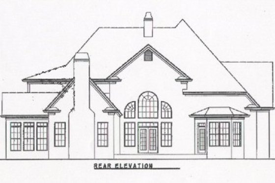 Exterior - Rear Elevation for Traditional House Plan #54-130 - 4 bed, 3.5 bath