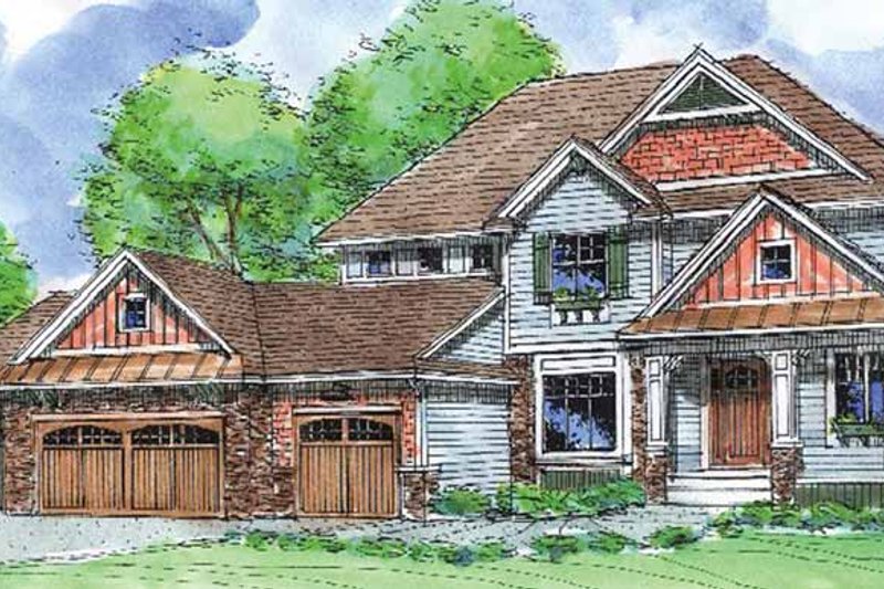 Architectural House Design - Craftsman Exterior - Front Elevation Plan #320-1006