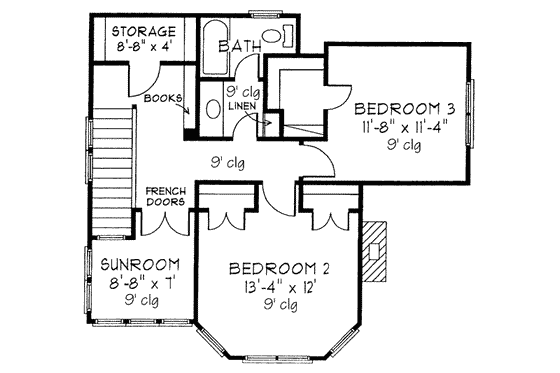 Floor Plan - Upper Floor for Country House Plan #410-118 - 3 bed, 2.5 bath