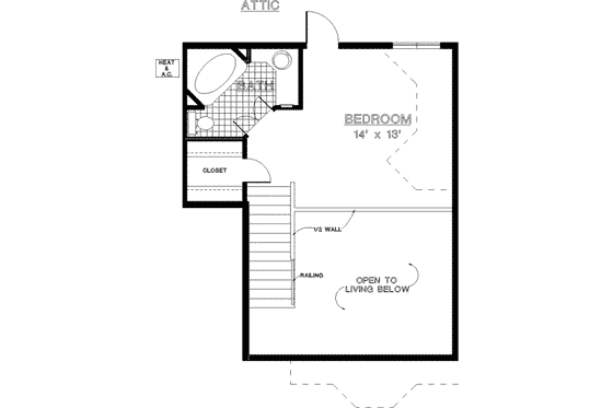 Floor Plan - Upper Floor for European House Plan #45-185 - 3 bed, 3 bath