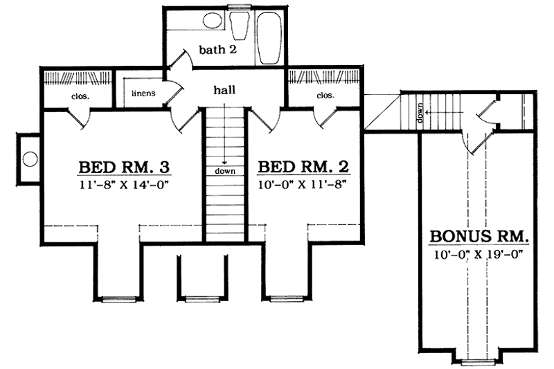 Home Plan - Floor Plan - Upper Floor for Country House Plan #42-651 - 3 bed, 2.5 bath