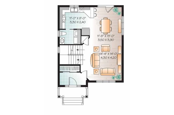 Floor Plan - Main Floor for Country House Plan #23-2552 - 3 bed, 1.5 bath