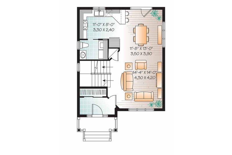 Home Plan - Floor Plan - Main Floor for Country House Plan #23-2552 - 3 bed, 1.5 bath