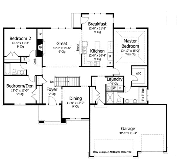 House Plan Design - Country Floor Plan - Main Floor Plan #51-999