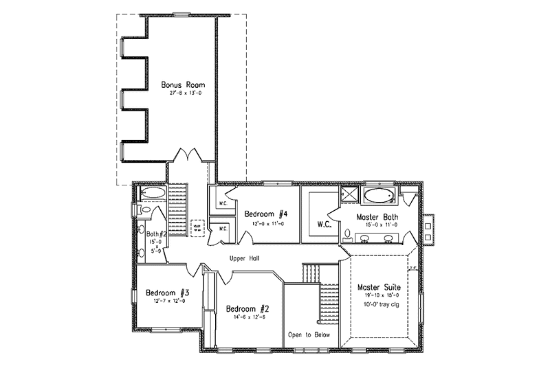 Home Plan - Floor Plan - Upper Floor for Colonial House Plan #994-2 - 4 bed, 3 bath