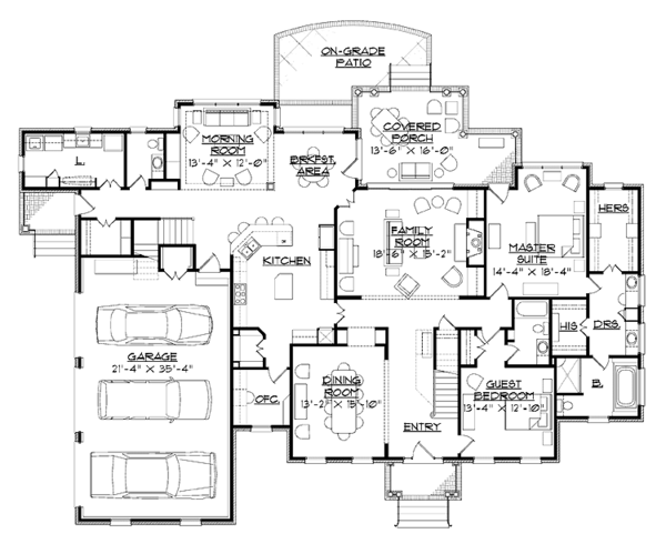Dream House Plan - Colonial Floor Plan - Main Floor Plan #1054-5