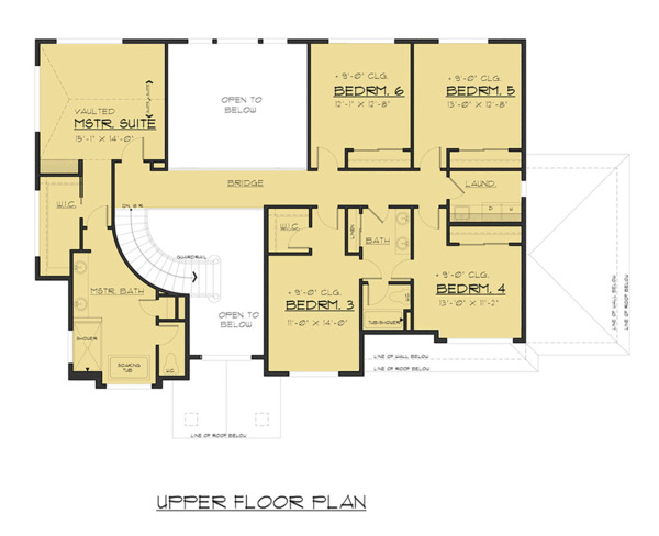 House Blueprint - Traditional Floor Plan - Upper Floor Plan #1066-70