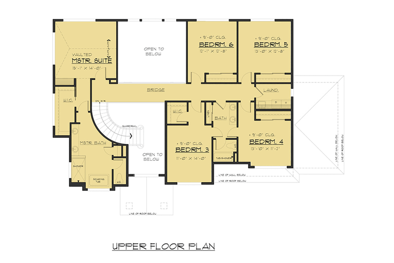 House Blueprint - Floor Plan - Upper Floor for Traditional House Plan #1066-70 - 6 bed, 3.5 bath