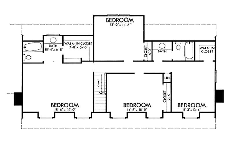 Dream House Plan - Floor Plan - Upper Floor for Colonial House Plan #320-1365 - 5 bed, 3.5 bath