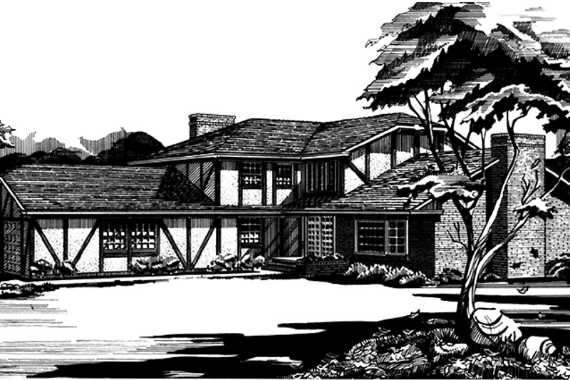 Architectural House Design - Tudor Exterior - Front Elevation Plan #320-1295