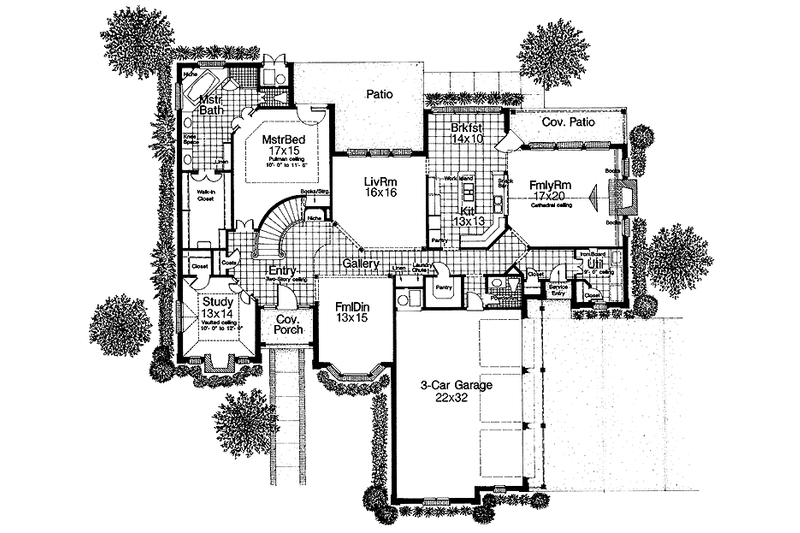 Home Plan - Floor Plan - Main Floor for Country House Plan #310-1090 - 4 bed, 3.5 bath
