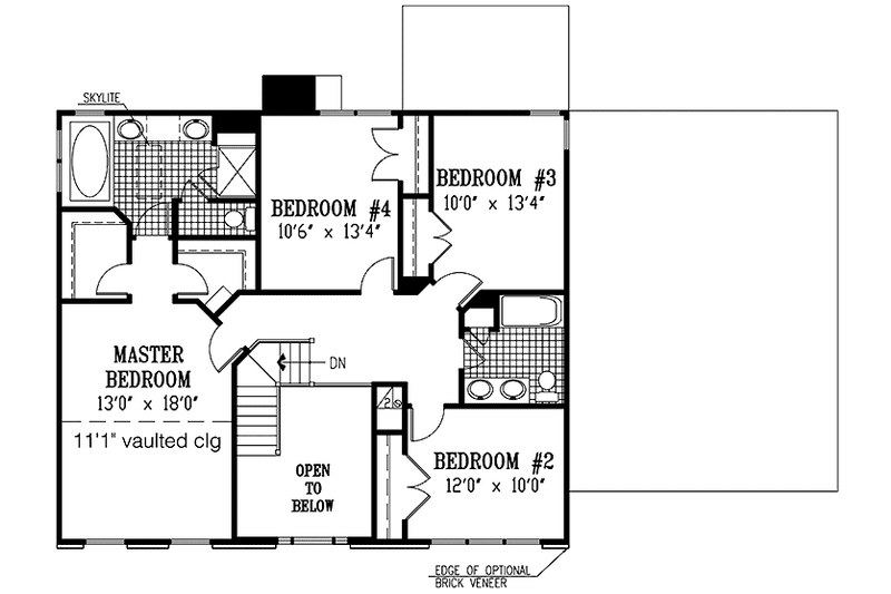 Architectural House Design - Floor Plan - Upper Floor for Colonial House Plan #953-40 - 4 bed, 2.5 bath