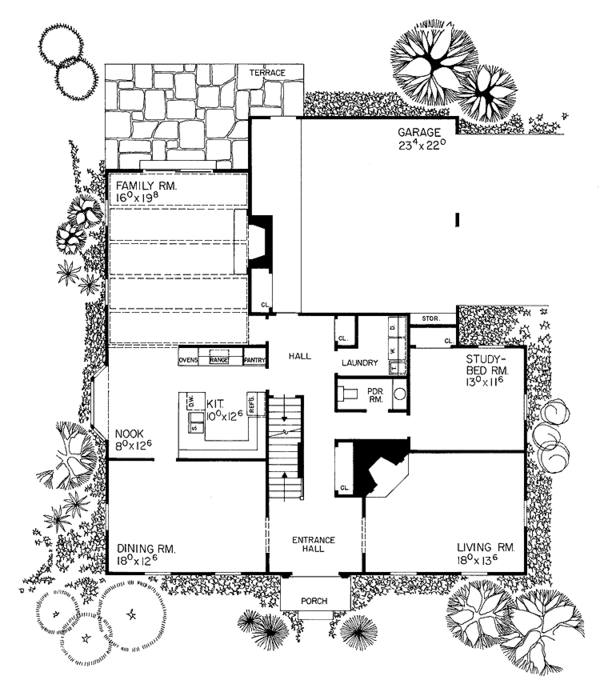 Architectural House Design - Classical Floor Plan - Main Floor Plan #72-675