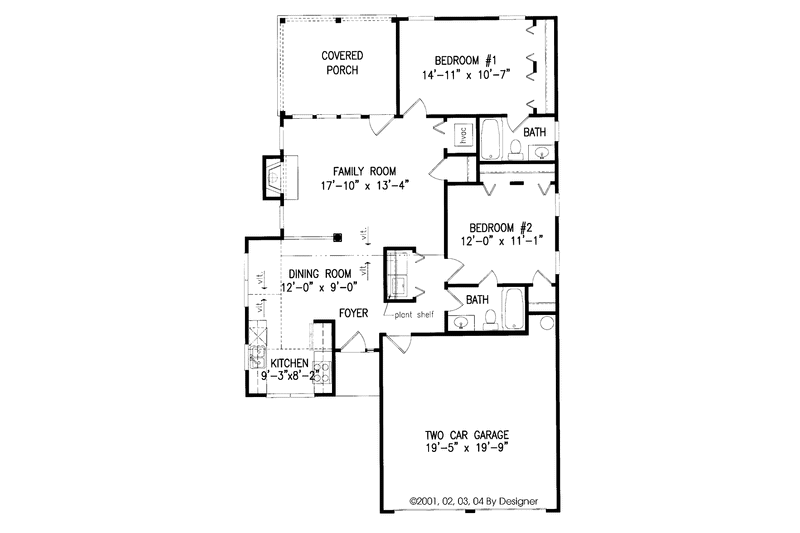 Home Plan - Floor Plan - Main Floor for Country House Plan #54-200 - 2 bed, 2 bath