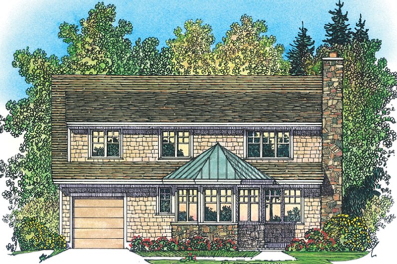 House Blueprint - Exterior - Rear Elevation 1 for Craftsman House Plan #1016-107 - 3 bed, 2.5 bath