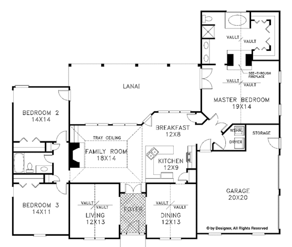Architectural House Design - Mediterranean Floor Plan - Main Floor Plan #56-664