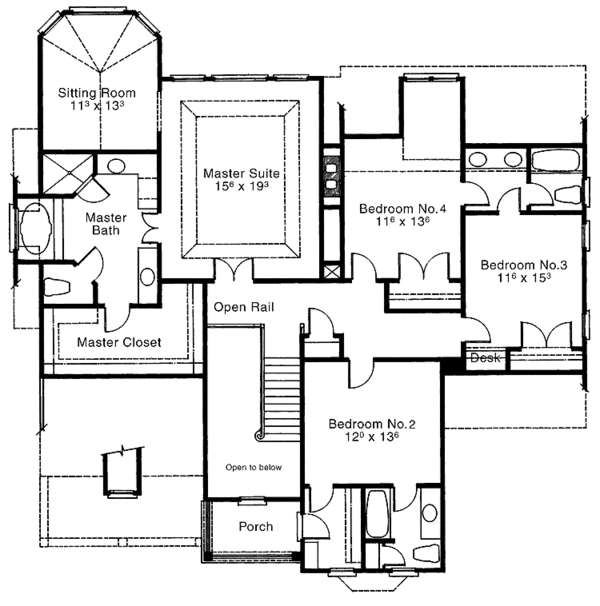 Dream House Plan - Country Floor Plan - Upper Floor Plan #429-54