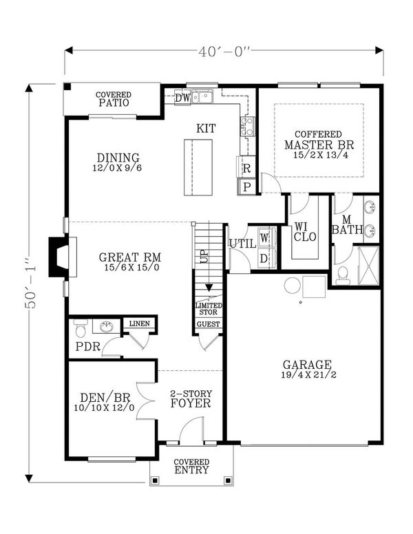 Craftsman Floor Plan - Main Floor Plan #53-552