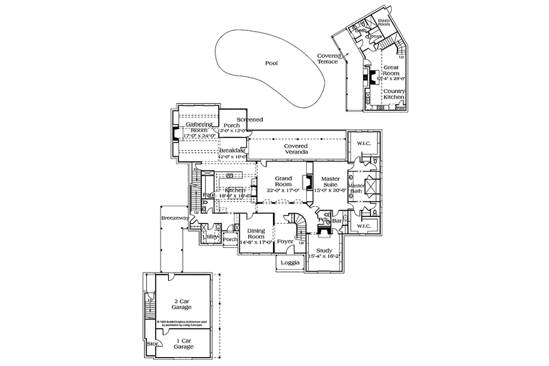 Home Plan - Floor Plan - Main Floor for Country House Plan #453-153 - 6 bed, 7 bath